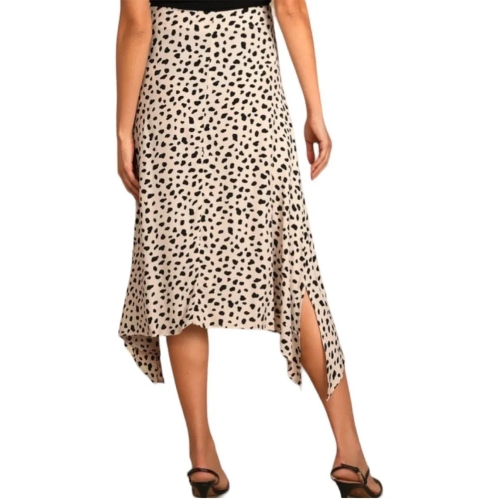 Lulus Set A Trend Leopard Animal Print Handkerchief Hem Midi Skirt XS New